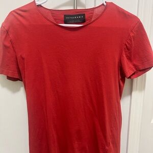 Zara Men's Vibrant Red Short Sleeve Tee